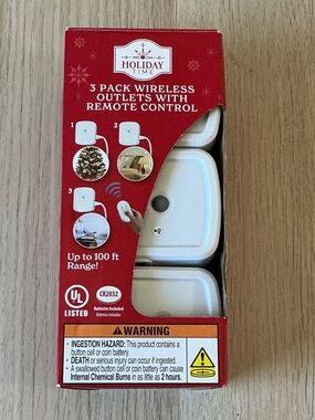 Holiday Time White Wireless Outlet 3-Pack with Remote